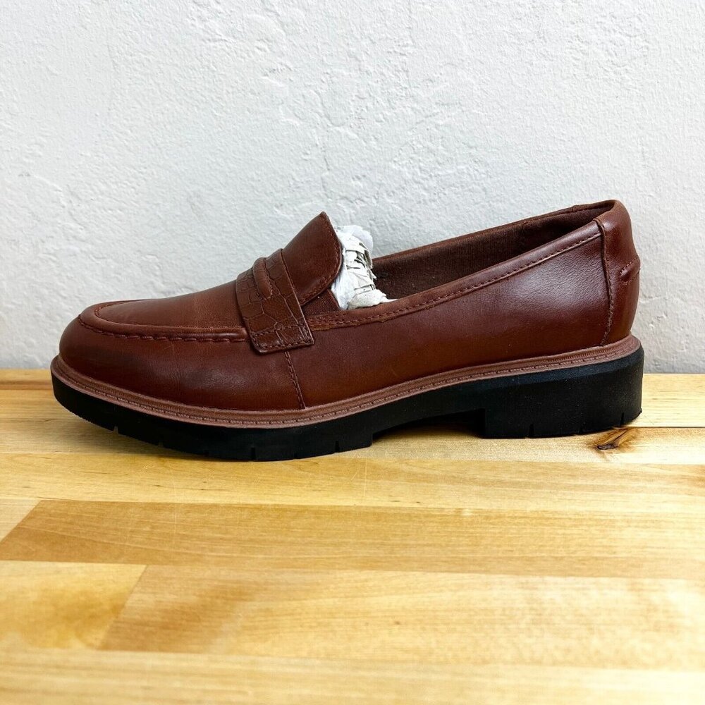 Clarks Collection Westlynn Bay Tan Brown Leather Loafers Size 8.5